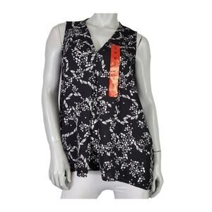 Fever SZ M Tank Top NEW Floral Black, White & Grey
